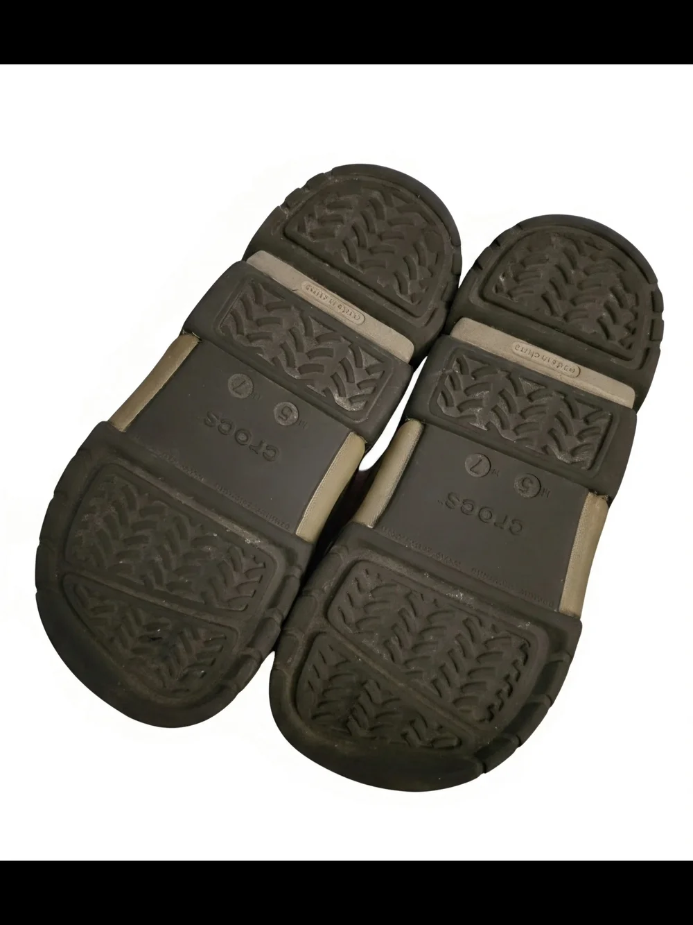 CROCS Unisex Black and Olive Slide Sandals Womens Sz7 Mens Sz5